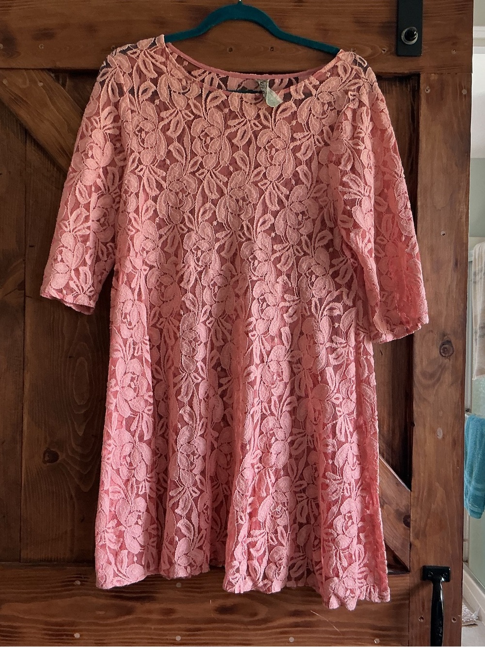 Free People Coral Pink Lace Mini Dress